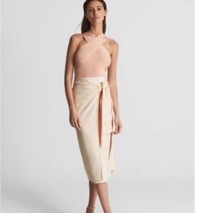 Reiss Alison Tie Waist Midi Pencil Skirt 8